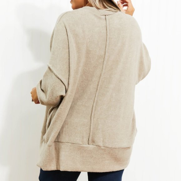 Zenana Home for the Weekend Full Size Brushed Melange Sweater - Picture 9 of 10
